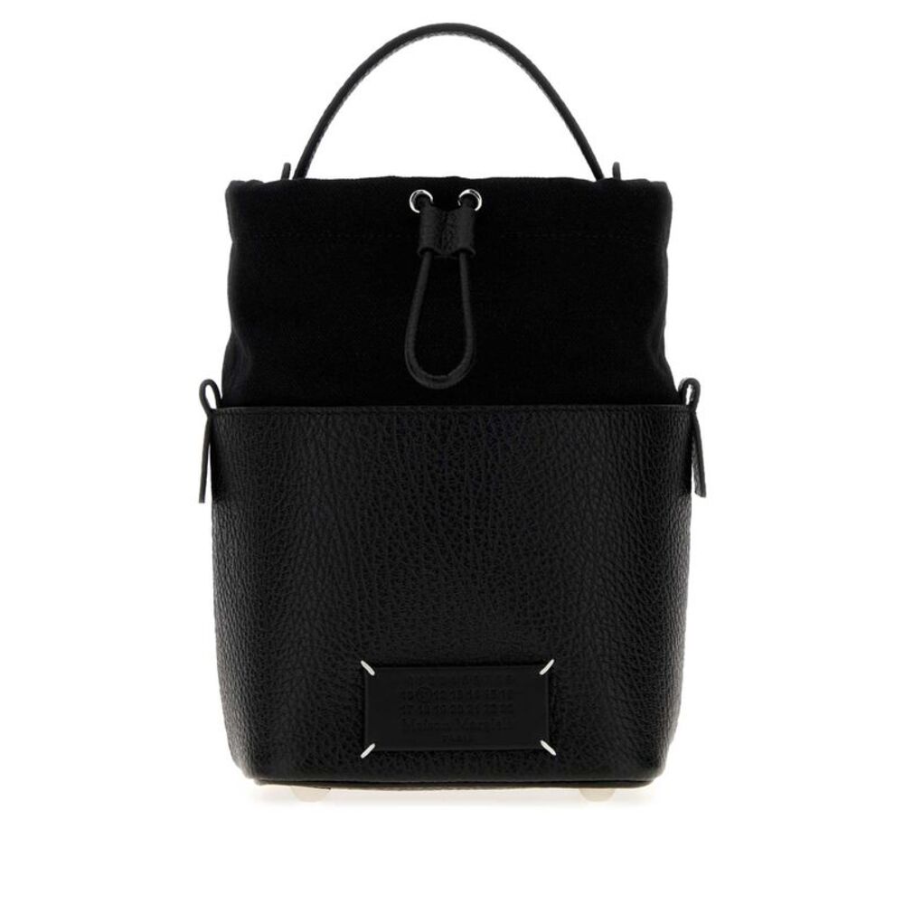 Maison Margiela Women Black Leather And Fabric Small 5Ac Bucket Bag